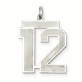 thumbnail image 1 of Sterling Silver Rhodium-plated Large Satin Number 12 Charm, 1 of 3