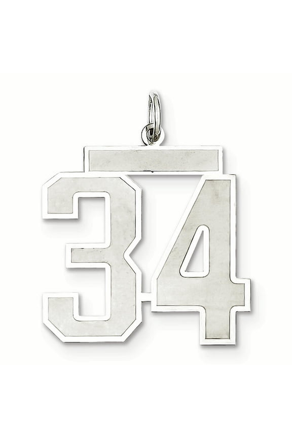 Sterling Silver/Rhodium-plated Satin Number 34 Charm
