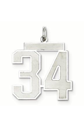 Sterling Silver/Rhodium-plated Satin Number 34 Charm