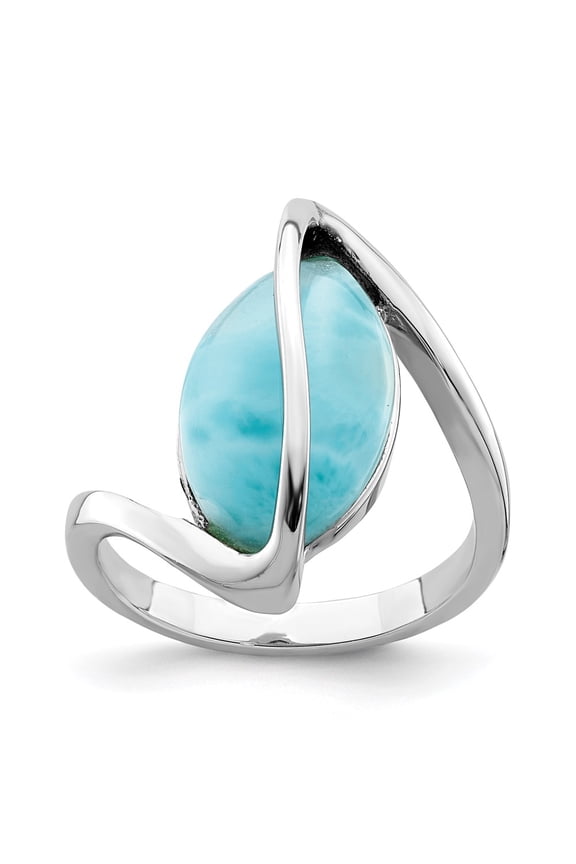 Sterling Silver Rhodium-plated Larimar Twisted Ring Q-QR6994-6