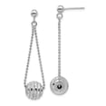 thumbnail image 1 of Finest Gold Sterling Silver Rhodium-Plated Lasered Bead Chain Dangle Post Earrings, 1 of 3