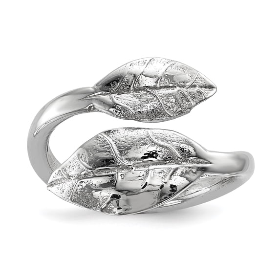 Sterling Silver Rhodium-plated Leaf Ring QR6561
