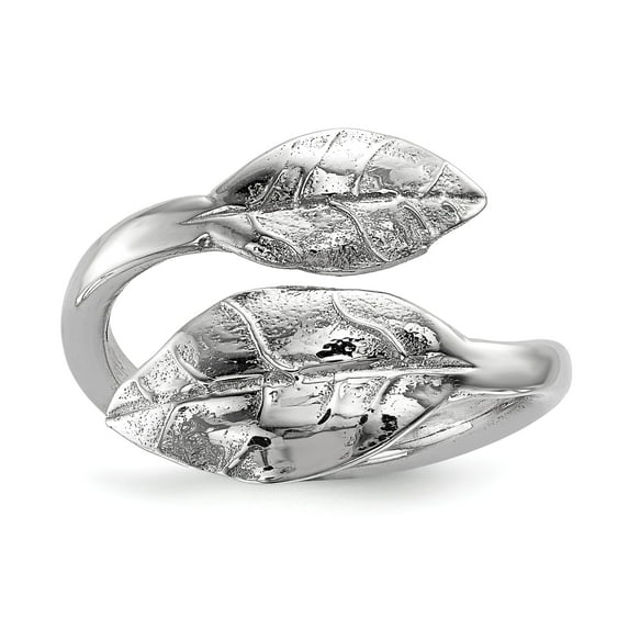 Sterling Silver Rhodium-plated Leaf Ring - Size 7
