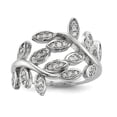 thumbnail image 1 of Sterling Silver Rhodium-plated Leave CZ Ring - Size 8, 1 of 3