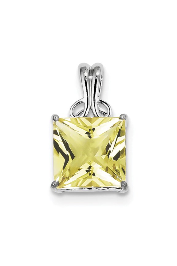 Sterling Silver Rhodium-plated Lemon Quartz Pendant QP2912LQ