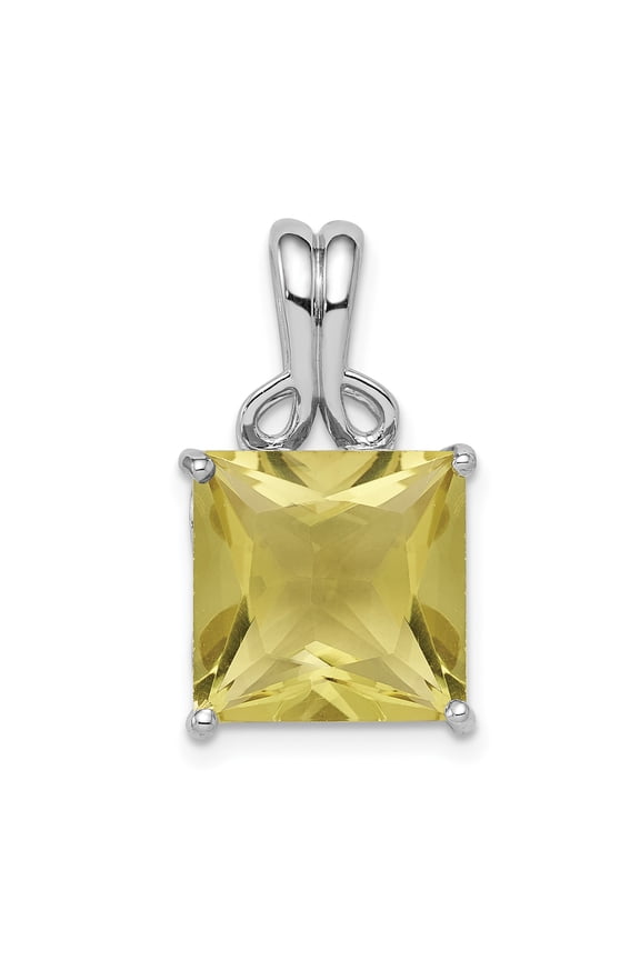 Sterling Silver Rhodium-plated Lemon Quartz Pendant