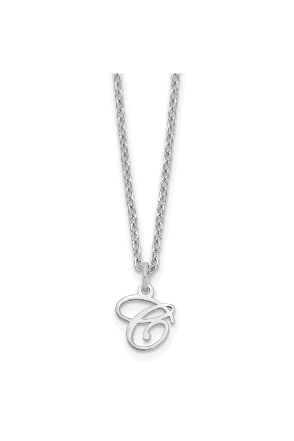 Sterling Silver Rhodium-plated Letter C Initial Necklace