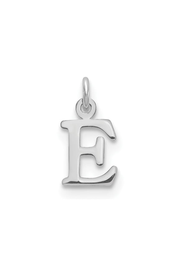 Finest Gold Sterling Silver Rhodium-Plated Letter E Initial Charm