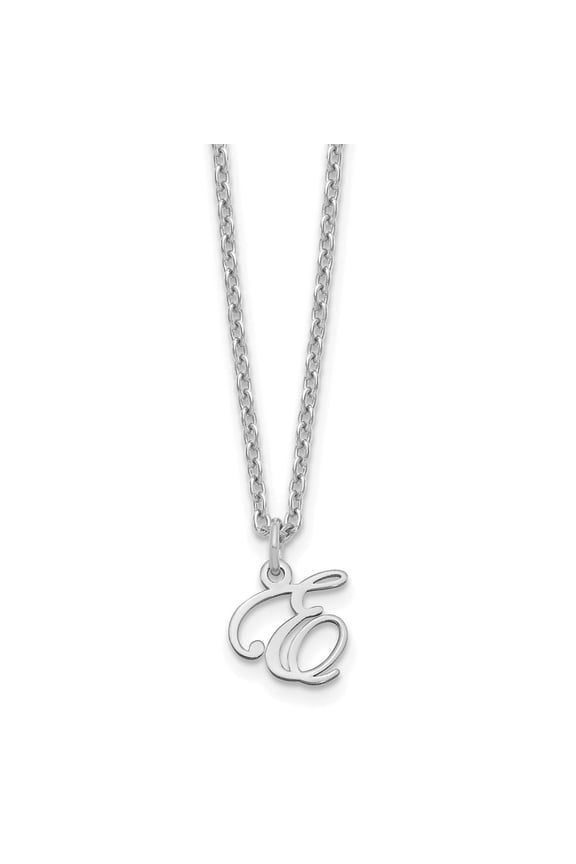 Sterling Silver Rhodium-plated Letter E Initial Necklace