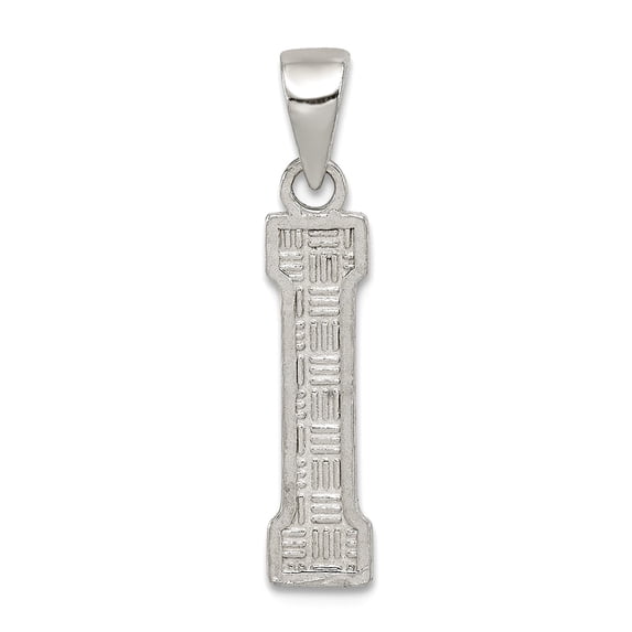 925 Sterling Silver Solid Polished Patterned Letter Name Personalized Monogram Initial I Charm 25x9mm Wide Pendant Neckl