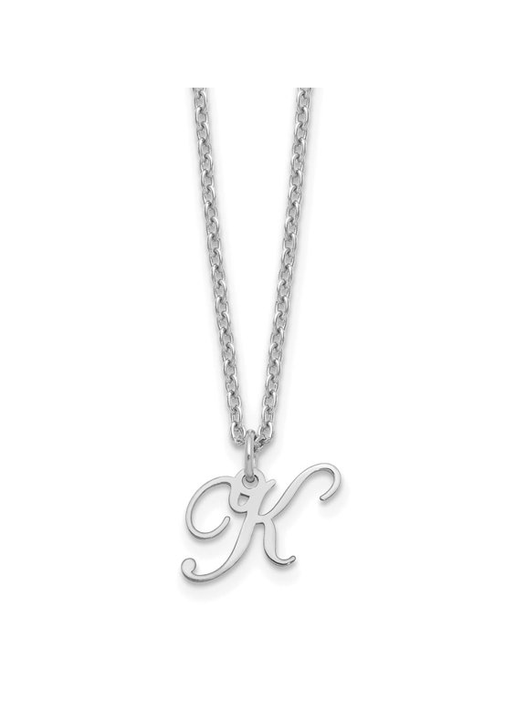 Sterling Silver Rhodium-plated Letter K Initial Necklace