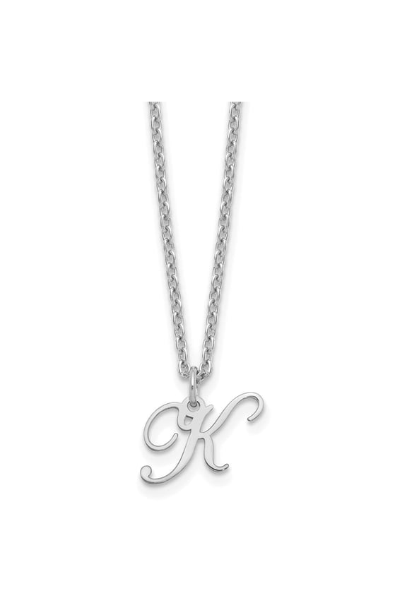 Sterling Silver Rhodium-plated Letter K Initial Necklace