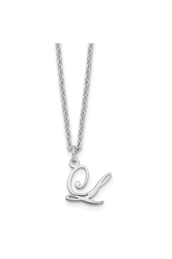 Sterling Silver Rhodium-plated Letter L Initial Necklace