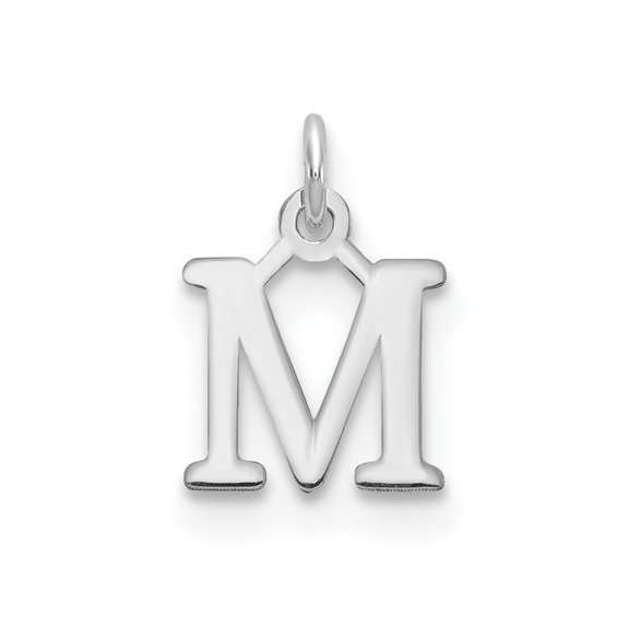 Finest Gold Sterling Silver Rhodium-Plated Letter M Initial Charm