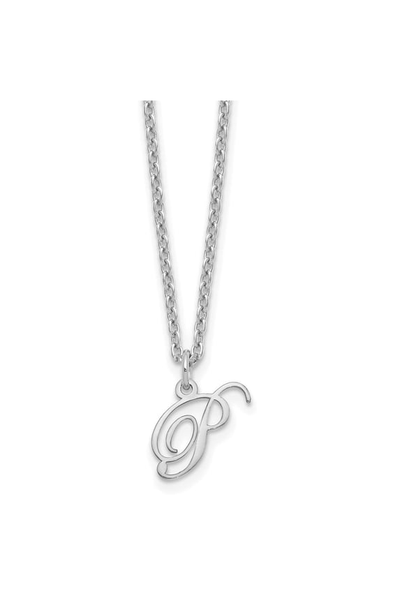 Sterling Silver Rhodium-plated Letter P Initial Necklace