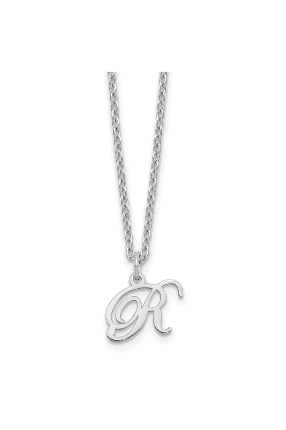 Sterling Silver Rhodium-plated Letter R Initial Necklace