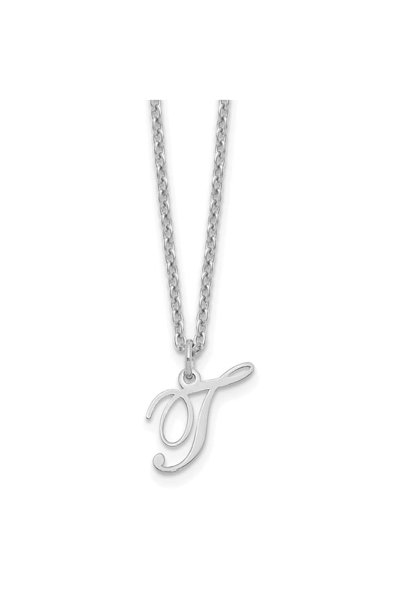 Sterling Silver Rhodium-plated Letter T Initial Necklace