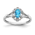 thumbnail image 1 of Sterling Silver Rhodium-plated Light Swiss Blue Topaz & Diamond Ring, 1 of 6