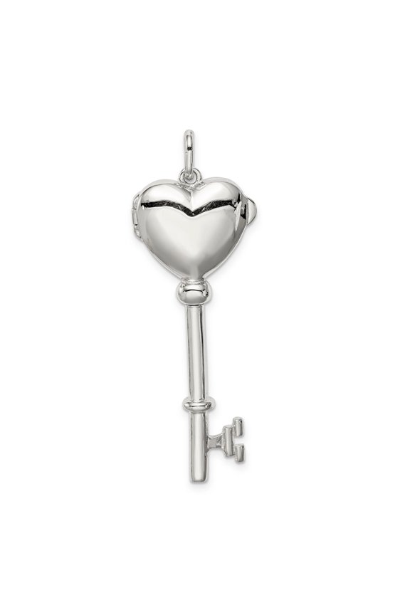 Sterling Silver Rhodium-plated Locket Key Pendant