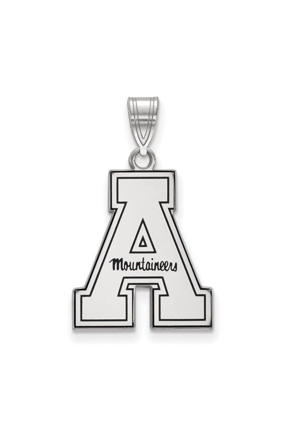 Sterling Silver Rhodium-plated LogoArt Appalachian State University Enameled Large Pendant QSS024APS