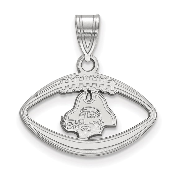 Women's ECU Pirates Sterling Silver Logo Football Pendant