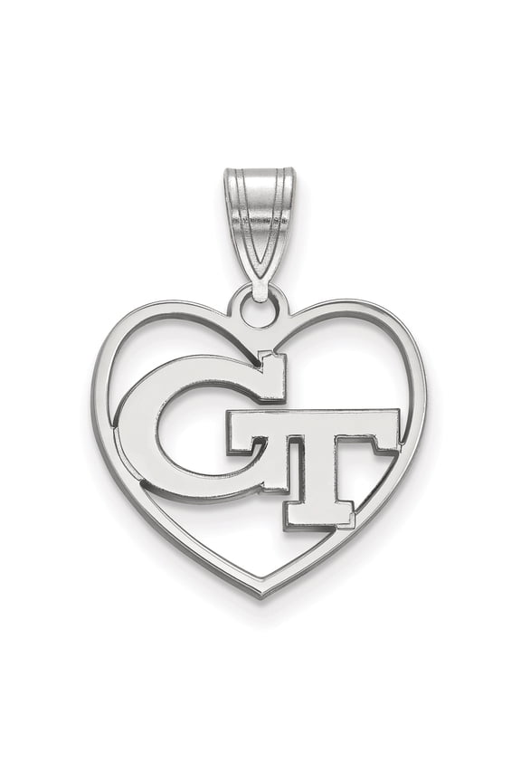 Women's Georgia Tech Yellow Jackets Sterling Silver Logo Heart Pendant
