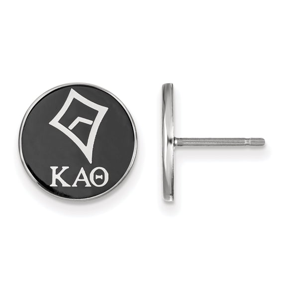 Sterling Silver Rhodium-plated LogoArt Kappa Alpha Theta Sorority Symbol Color Enamel Post Earrings QSS046KAT