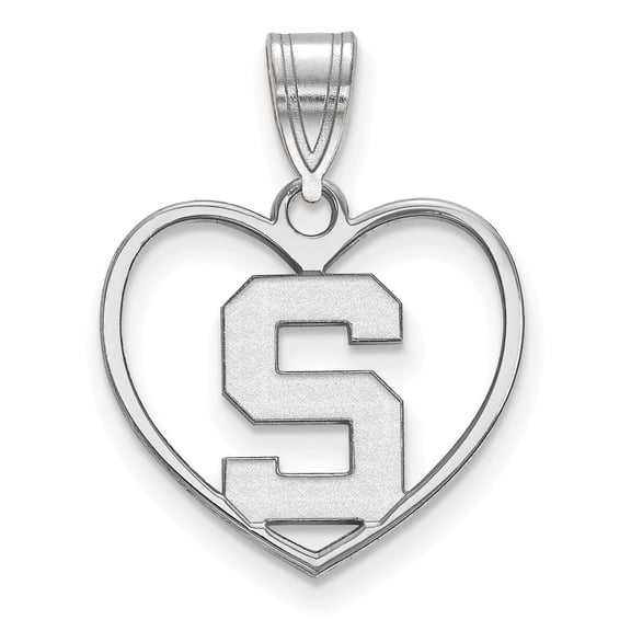 Women's Michigan State Spartans Sterling Silver Logo Heart Pendant