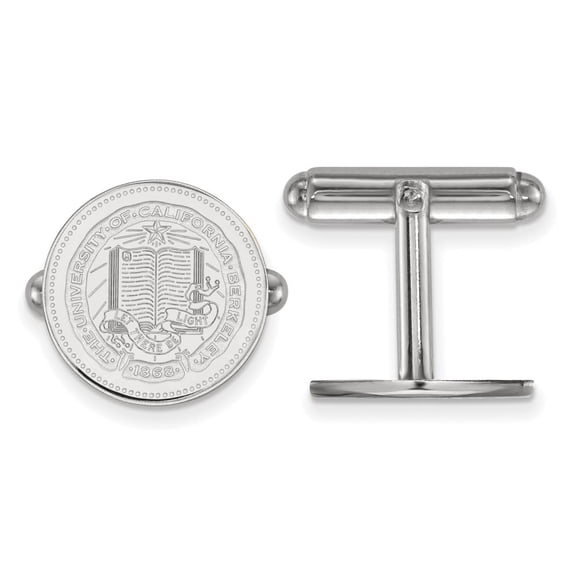 Sterling Silver Rhodium-plated LogoArt University of California Berkeley Crest Cuff Links Q-SS041UCB