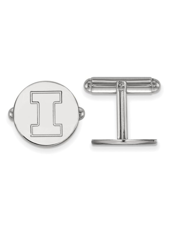 Sterling Silver Rhodium-plated LogoArt University of Illinois Letter I Cuff Links QSS012UIL