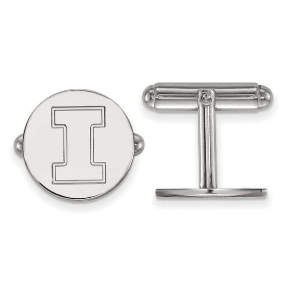 Sterling Silver Rhodium-plated LogoArt University of Illinois Letter I Cuff Links QSS012UIL