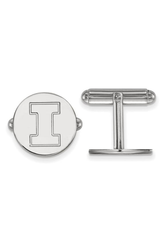 Sterling Silver Rhodium-plated LogoArt University of Illinois Letter I Cuff Links QSS012UIL