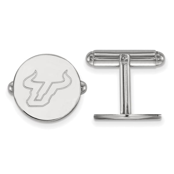 Sterling Silver Rhodium-plated LogoArt University of South Florida Bull Cuff Links Q-SS025USFL