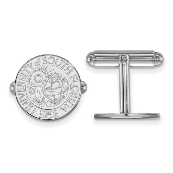 Sterling Silver LogoArt Official Licensed Collegiate University of South Florida (USF) Crest Cuff Link