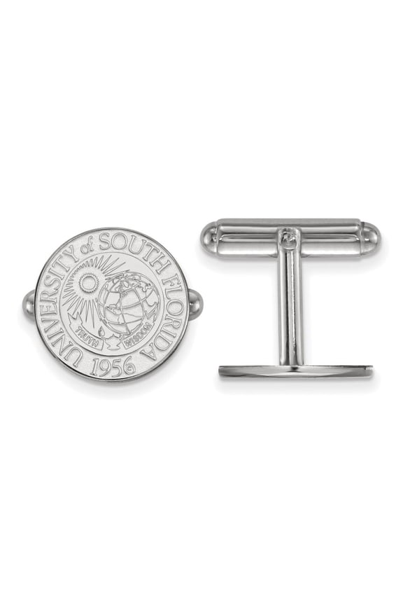 Sterling Silver LogoArt Official Licensed Collegiate University of South Florida (USF) Crest Cuff Link