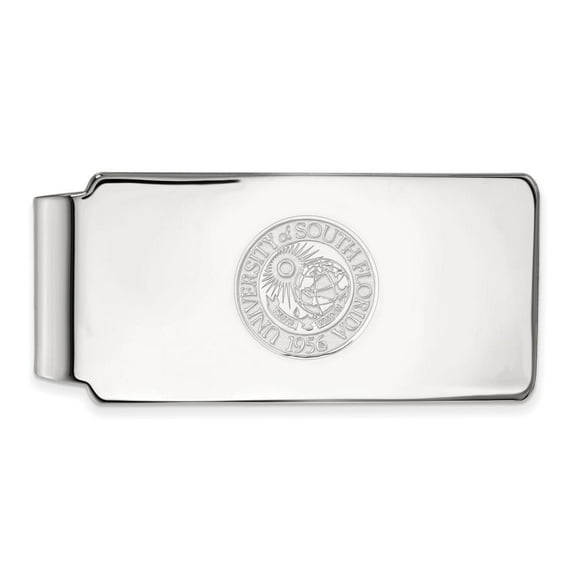 Sterling Silver LogoArt Official Licensed Collegiate University of South Florida (USF) Money Clip Crest
