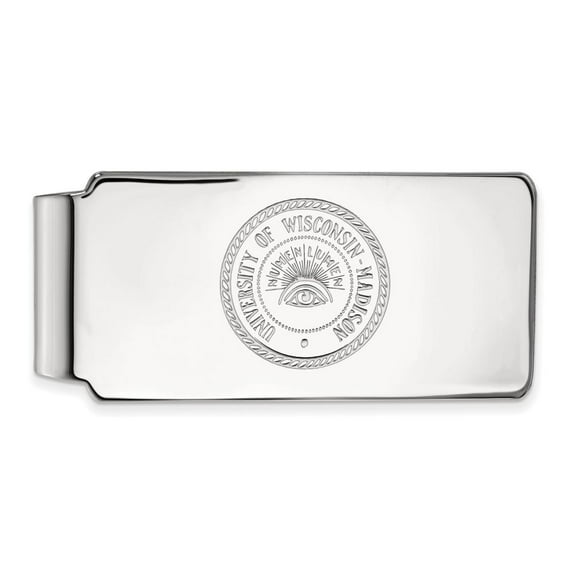 Sterling Silver Rhodium-plated LogoArt University of Wisconsin Crest Money Clip Q-SS083UWI