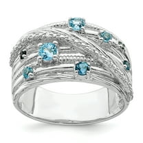 Sterling Silver Rhodium-plated London Blue Topaz and Diamond Ring QR7134