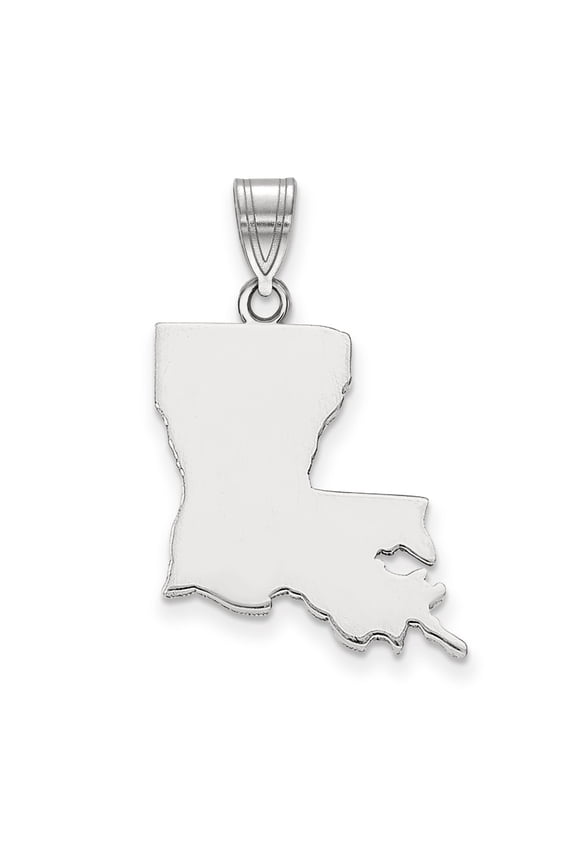 Sterling Silver/Rhodium-plated Louisiana State Pendant QXNA707SS-LA