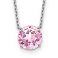 thumbnail image 1 of Sterling Silver Rhodium Plated Light Pink Swarovski Crystal 16.5 inch Necklace with 2 inch extension, 1 of 4