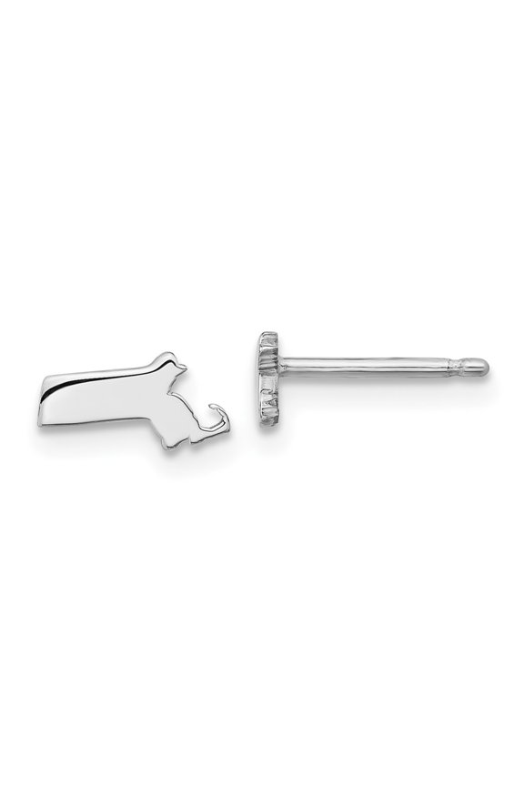 Sterling Silver/Rhodium-plated Massachusetts State Earrings