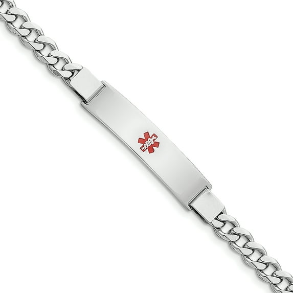 Sterling Silver Rhodium-plated Medical ID Curb Link Bracelet XSM37