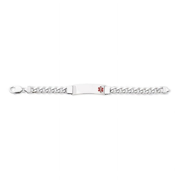 Sterling Silver Rhodium-plated Medical ID Curb Link Bracelet 7 inches