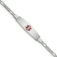 thumbnail image 1 of Sterling Silver Rhodium-plated Medical ID Figaro Link Bracelet, 1 of 3