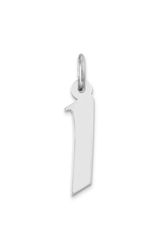 Sterling Silver Rhodium-plated Medium Artisan Block Initial I Charm