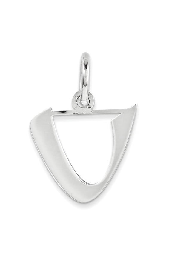 Sterling Silver Rhodium-plated Medium Artisan Block Initial U Charm