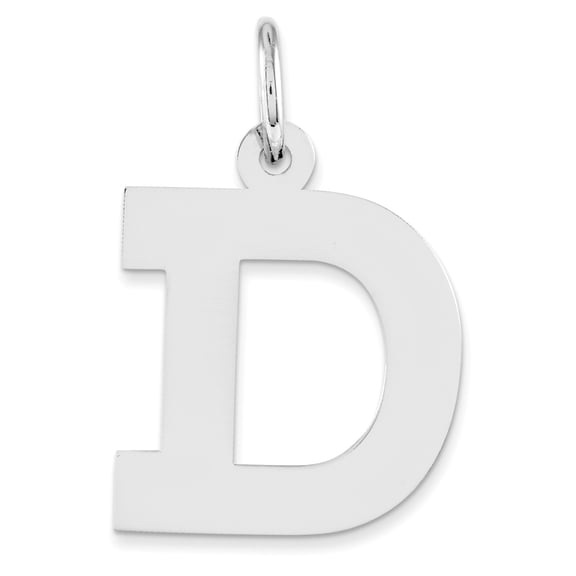 925 Sterling Silver Solid Polished Medium Block Intial D Charm 19x13mm Wide Pendant Necklace for Women