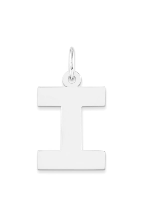 Sterling Silver Rhodium-plated Medium Block Initial I Charm