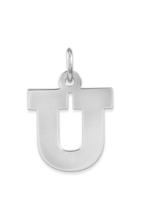 Sterling Silver Rhodium-plated Medium Block Initial U Charm