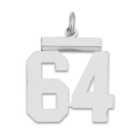 Sterling/Silver Rhodium-plated Polished Number 64 Charm QMS64